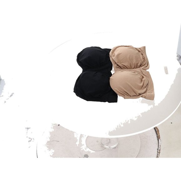 NWT RHONDA SHEAR 2 PIECE ANTIMICROBIAL UNDERWIRE BANDEAU BRA'S BLACK & BEIGE - Picture 4 of 12